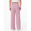 imageANRABESS Womens Gingham Striped Boxer Pants Pajama Lounge PJ Bottoms Plaid Wide Leg Casual Cute Fall Trousers with PocketsRed White Stripe