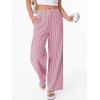 imageANRABESS Womens Gingham Striped Boxer Pants Pajama Lounge PJ Bottoms Plaid Wide Leg Casual Cute Fall Trousers with PocketsRed White Stripe