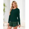 imageANRABESS Womens Long Sleeve Pajama Sets 2025 Fall 2 Piece Outfits Lounge Matching Short Set Striped Pjs Loungewear SleepwearGreen Plaid