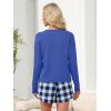 imageANRABESS Womens Long Sleeve Pajama Sets 2025 Fall 2 Piece Outfits Lounge Matching Short Set Striped Pjs Loungewear SleepwearNavy Blue White Plaid
