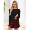 imageANRABESS Womens Long Sleeve Pajama Sets 2025 Fall 2 Piece Outfits Lounge Matching Short Set Striped Pjs Loungewear SleepwearRed Plaid