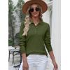 imageANRABESS Womens Long Sleeve Polo Sweaters Knit Button Shirt Lightweight Dressy Casual Basic Pullover Tops 2025 Fall FashionArmy Green