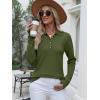 imageANRABESS Womens Long Sleeve Polo Sweaters Knit Button Shirt Lightweight Dressy Casual Basic Pullover Tops 2025 Fall FashionArmy Green