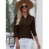 imageANRABESS Womens Long Sleeve Polo Sweaters Knit Button Shirt Lightweight Dressy Casual Basic Pullover Tops 2025 Fall FashionCoffee