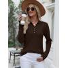 imageANRABESS Womens Long Sleeve Polo Sweaters Knit Button Shirt Lightweight Dressy Casual Basic Pullover Tops 2025 Fall FashionCoffee