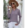imageANRABESS Womens Long Sleeve Polo Sweaters Knit Button Shirt Lightweight Dressy Casual Basic Pullover Tops 2025 Fall FashionNutmeg