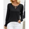 imageANRABESS Womens Long Sleeve Shirts V Neck Criss Cross Loose Fit Tops 2025 Fall Trendy Tees Dressy Casual Blouses TShirtsBlack