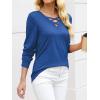 imageANRABESS Womens Long Sleeve Shirts V Neck Criss Cross Loose Fit Tops 2025 Fall Trendy Tees Dressy Casual Blouses TShirtsBlue