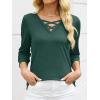 imageANRABESS Womens Long Sleeve Shirts V Neck Criss Cross Loose Fit Tops 2025 Fall Trendy Tees Dressy Casual Blouses TShirtsForest Green