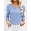 imageANRABESS Womens Long Sleeve Shirts V Neck Criss Cross Loose Fit Tops 2025 Fall Trendy Tees Dressy Casual Blouses TShirtsLight Blue