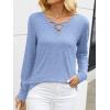 imageANRABESS Womens Long Sleeve Shirts V Neck Criss Cross Loose Fit Tops 2025 Fall Trendy Tees Dressy Casual Blouses TShirtsLight Blue