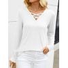 imageANRABESS Womens Long Sleeve Shirts V Neck Criss Cross Loose Fit Tops 2025 Fall Trendy Tees Dressy Casual Blouses TShirtsWhite