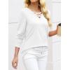 imageANRABESS Womens Long Sleeve Shirts V Neck Criss Cross Loose Fit Tops 2025 Fall Trendy Tees Dressy Casual Blouses TShirtsWhite