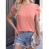 imageANRABESS Womens Short Sleeve Tops Summer Dressy Casual Business Crewneck Pleated Work Shirts Coral Medium