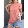 imageANRABESS Womens Short Sleeve Tops Summer Dressy Casual Business Crewneck Pleated Work Shirts Coral Medium