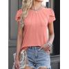 imageANRABESS Womens Short Sleeve Tops Summer Dressy Casual Business Crewneck Pleated Work Shirts Coral Medium