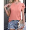 imageANRABESS Womens Short Sleeve Tops Summer Dressy Casual Business Crewneck Pleated Work Shirts Coral Medium