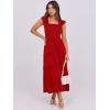 imageANRABESS Womens Smocked Maxi Dress Summer Casual Ruffle Square Neck Boho Ruffle Flowy Aline Beach Sundress with Pockets Red