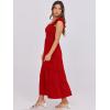 imageANRABESS Womens Smocked Maxi Dress Summer Casual Ruffle Square Neck Boho Ruffle Flowy Aline Beach Sundress with Pockets Red