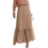 imageANRABESS Maxi Skirts for Women Tulle Long Tiered Elastic High Waisted A Line Flowy Dressy Casual Skirt 2025 Fall TrendyNutmeg