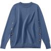 imageANRABESS Sweaters for Women 2025 Fall Long Sleeve Crewneck Knit Casual Loose Side Button Basic Pullover Tops Trendy OutfitsBlue
