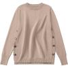 imageANRABESS Sweaters for Women 2025 Fall Long Sleeve Crewneck Knit Casual Loose Side Button Basic Pullover Tops Trendy OutfitsKhaki