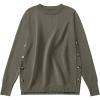 imageANRABESS Sweaters for Women 2025 Fall Long Sleeve Crewneck Knit Casual Loose Side Button Basic Pullover Tops Trendy OutfitsOlive Green