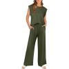imageANRABESS Women 2 Piece Outfits Tank Top ampamp Palazzo Pants 2025 Summer Lounge Matching Sets Travel Vacation Beach ClothingDark Green