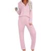 imageANRABESS Women Pajama Lounge Sets 2025 Fall 2 Piece Outfits Ribbed Long Sleeve Matching PJ Set Sleepwear LoungewearPink
