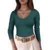 imageANRABESS Womens Fitted Sweaters 2025 Fall Long Sleeve V Neck Basic Tops Lightweight Knitted Slim Dressy Casual Work ShirtsDark Green