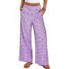 imageANRABESS Womens Gingham Striped Boxer Pants Pajama Lounge PJ Bottoms Plaid Wide Leg Casual Cute Fall Trousers with PocketsPurple White Plaid