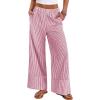 imageANRABESS Womens Gingham Striped Boxer Pants Pajama Lounge PJ Bottoms Plaid Wide Leg Casual Cute Fall Trousers with PocketsRed White Stripe