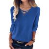 imageANRABESS Womens Long Sleeve Shirts V Neck Criss Cross Loose Fit Tops 2025 Fall Trendy Tees Dressy Casual Blouses TShirtsBlue