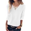 imageANRABESS Womens Long Sleeve Shirts V Neck Criss Cross Loose Fit Tops 2025 Fall Trendy Tees Dressy Casual Blouses TShirtsWhite
