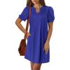 imageANRABESS Womens Summer Puff Short Sleeve Casual V Neck Mini Dresses 2025 Spring Pleated TShirt Tunic Beach Short Dress Royal Blue Medium