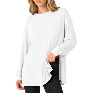imageANRABESS Womens Oversized Long Sleeve shirts Fall Workout Tunic Tops Athletic Gym Tshirts Soft Basic Tees 2025 OutfitsWhite