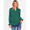 imageANRABESS Blouse for Women Dressy Casual Puff Long Sleeve Shirts V Neck Satin Business Casual Work Tops 2025 Fall OutfitsForest Green