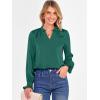 imageANRABESS Blouse for Women Dressy Casual Puff Long Sleeve Shirts V Neck Satin Business Casual Work Tops 2025 Fall OutfitsForest Green