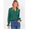 imageANRABESS Blouse for Women Dressy Casual Puff Long Sleeve Shirts V Neck Satin Business Casual Work Tops 2025 Fall OutfitsForest Green