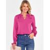 imageANRABESS Blouse for Women Dressy Casual Puff Long Sleeve Shirts V Neck Satin Business Casual Work Tops 2025 Fall OutfitsHot Pink