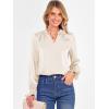 imageANRABESS Blouse for Women Dressy Casual Puff Long Sleeve Shirts V Neck Satin Business Casual Work Tops 2025 Fall OutfitsParchment
