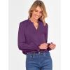 imageANRABESS Blouse for Women Dressy Casual Puff Long Sleeve Shirts V Neck Satin Business Casual Work Tops 2025 Fall OutfitsPurple