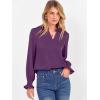 imageANRABESS Blouse for Women Dressy Casual Puff Long Sleeve Shirts V Neck Satin Business Casual Work Tops 2025 Fall OutfitsPurple