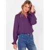 imageANRABESS Blouse for Women Dressy Casual Puff Long Sleeve Shirts V Neck Satin Business Casual Work Tops 2025 Fall OutfitsPurple