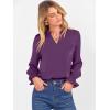 imageANRABESS Blouse for Women Dressy Casual Puff Long Sleeve Shirts V Neck Satin Business Casual Work Tops 2025 Fall OutfitsPurple