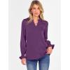 imageANRABESS Blouse for Women Dressy Casual Puff Long Sleeve Shirts V Neck Satin Business Casual Work Tops 2025 Fall OutfitsPurple