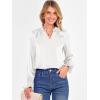imageANRABESS Blouse for Women Dressy Casual Puff Long Sleeve Shirts V Neck Satin Business Casual Work Tops 2025 Fall OutfitsWhite
