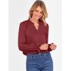 imageANRABESS Blouse for Women Dressy Casual Puff Long Sleeve Shirts V Neck Satin Business Casual Work Tops 2025 Fall OutfitsWine Red