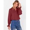 imageANRABESS Blouse for Women Dressy Casual Puff Long Sleeve Shirts V Neck Satin Business Casual Work Tops 2025 Fall OutfitsWine Red