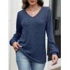 imageANRABESS Lace Long Sleeve Tops for Women 2025 Fall Business Casual V Neck Shirts Work Office Trendy Blouses Fashion OutfitsDark Blue